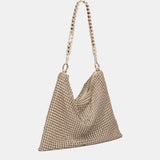 Bolso de fiesta en malla metálica beige