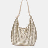 Bolso de fiesta en malla metálica dorada