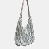 Bolso de hombro en malla metálica plata