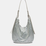 Bolso de hombro en malla metálica plata