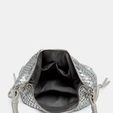 Bolso de hombro en malla metálica plata