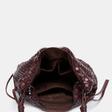 Bolso de hombro en malla metálica burdeos