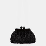Bolso de fiesta de plumas negro