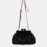 Bolso de fiesta de plumas negro