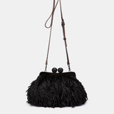 Bolso de fiesta de plumas negro