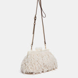 Bolso de fiesta de plumas beige