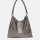 Bolso de hombro en malla metálica plata
