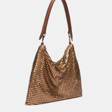 Bolso de hombro en malla metálica ocre