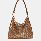 Bolso de hombro en malla metálica ocre