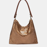 Bolso de hombro en malla metálica ocre
