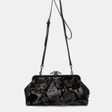 Schwarze Party-Paillettenhandtasche.