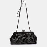 Schwarze Party-Paillettenhandtasche.