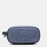 Borsa da toilette in feltro blu da donna