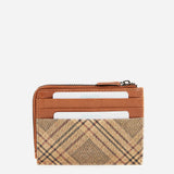 Damentasche aus Leder mit Karo-Print in Cognac.