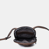 Women's mobile phone bag in taupe quilted nylon