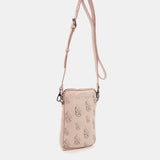 Borsa per cellulare in pelle fustellata beige