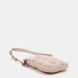 Borsa per cellulare in pelle fustellata beige