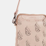 Borsa per cellulare in pelle fustellata beige
