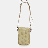 Borsa per cellulare in pelle fustellata verde