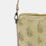 Borsa per cellulare in pelle fustellata verde