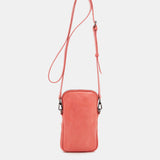 Mobile phone bag in coral die-cut leather
