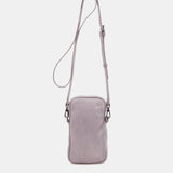 Handytasche aus gestanztem Lavendel-Leder.