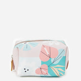 Borsa da toilette da donna media in pelle con stampa floreale