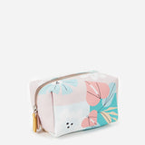 Borsa da toilette da donna media in pelle con stampa floreale