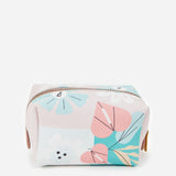 Borsa da toilette da donna media in pelle con stampa floreale