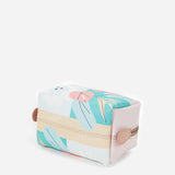 Borsa da toilette da donna media in pelle con stampa floreale