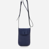 Damentasche für das Handy aus blauer Leder.