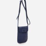 Damentasche für das Handy aus blauer Leder.