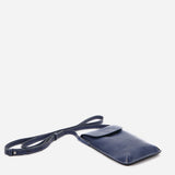 Damentasche für das Handy aus blauer Leder.