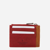 Damen Kartenetui und Geldbörse aus rotem Leder.