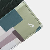 Green printed leather card holder