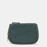 Half moon wallet in green leather
