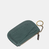 Half moon wallet in green leather