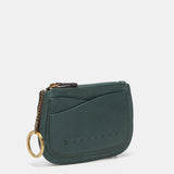 Half moon wallet in green leather