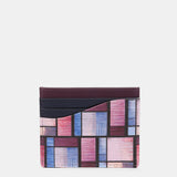 Porta carte in pelle con stampa geometrica multicolore