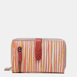 Medium leather wallet with coral print