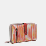 Medium leather wallet with coral print
