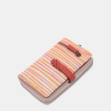Medium leather wallet with coral print