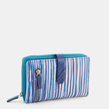 Medium leather wallet with blue print
