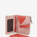 Small leather wallet with coral print