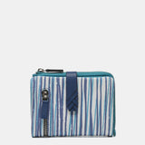 Cartera pequeña en piel con estampado en azul