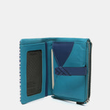Cartera pequeña en piel con estampado en azul