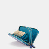 Cartera pequeña en piel con estampado en azul