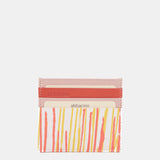 Tarjetero en piel con estampado en coral
