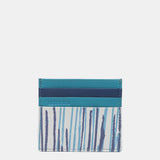 Porta carte in pelle con stampa blu