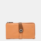 Cartera grande en piel bicolor naranja